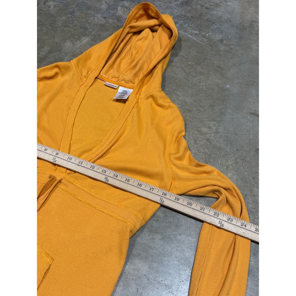 No Boundaries Ribbed Hoodie Fresh Womens XL Papaya Orange V-Neck Tie Front - Picture 3 of 10